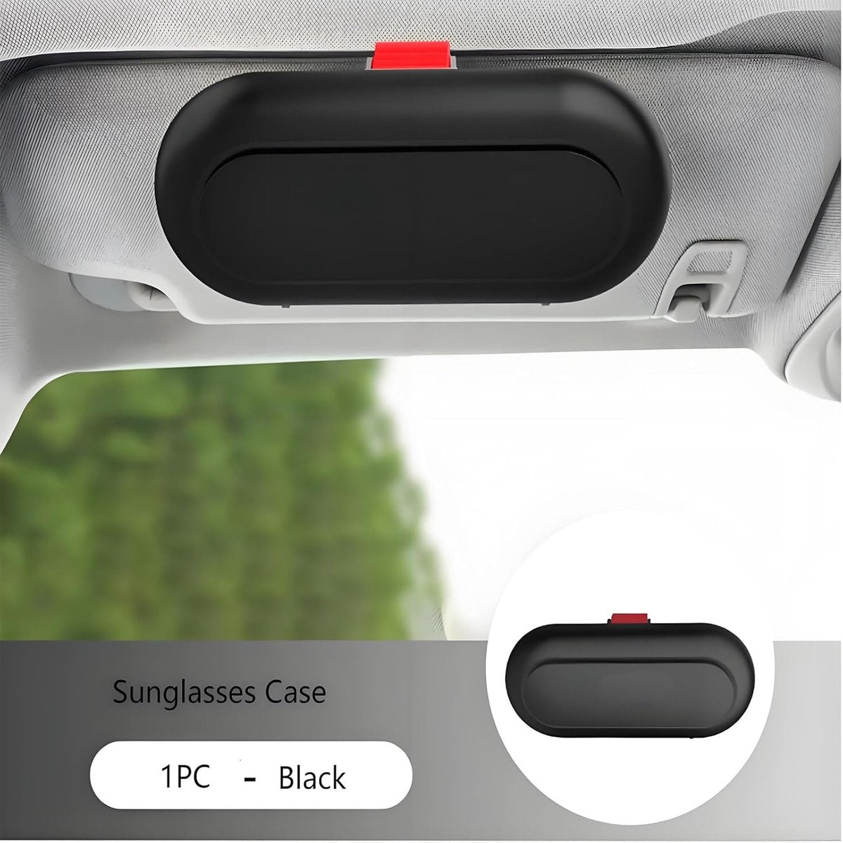 Glasses case - car glasses frame - sun visor sunglasses holder - car glasses case - multifunctional storage box - car storage accessories - hanging glasses case - with mounting clip - storage of glasses, sunglasses, cards (17*7.6cm - black) - Image 2