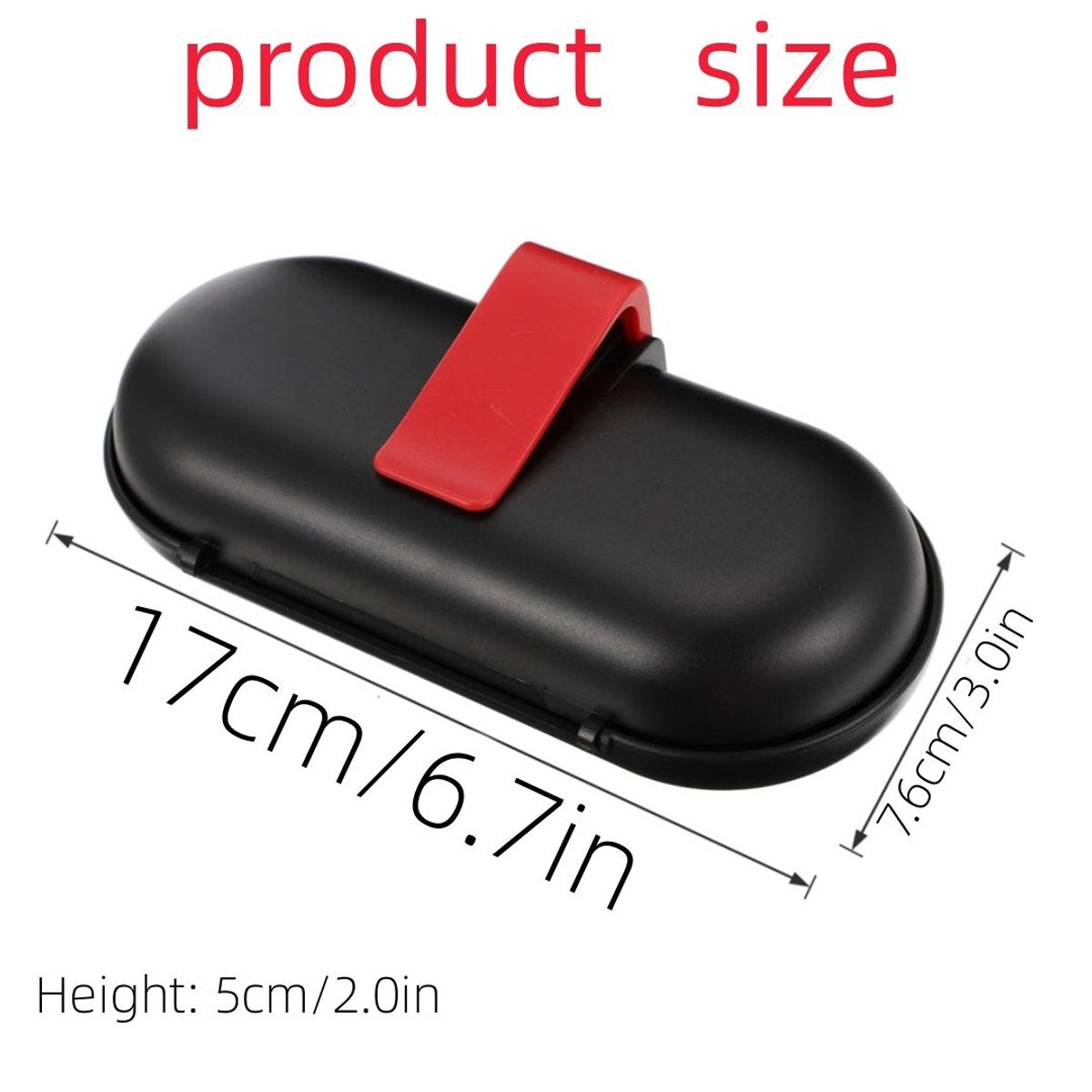 Glasses case - car glasses frame - sun visor sunglasses holder - car glasses case - multifunctional storage box - car storage accessories - hanging glasses case - with mounting clip - storage of glasses, sunglasses, cards (17*7.6cm - black) - Image 3