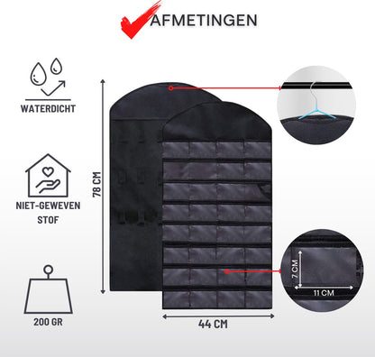 Aerend - Jewelry organizer - Double-sided hanging and transparent jewelry stand - Storage accessories - Over-the-door storage bag in black - For necklaces, earrings, sunglasses, rings, makeup - Image 6