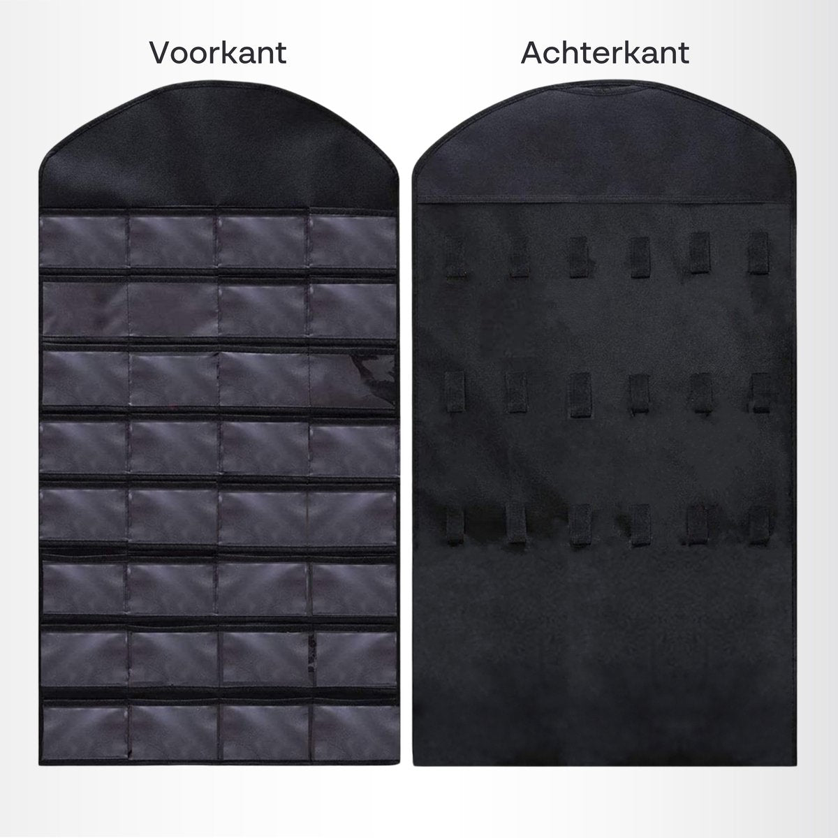 Aerend - Jewelry organizer - Double-sided hanging and transparent jewelry stand - Storage accessories - Over-the-door storage bag in black - For necklaces, earrings, sunglasses, rings, makeup - Image 8