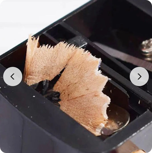 Black 2-hole pencil sharpener - Makeup sharpener with collection tray - plastic - Image 2