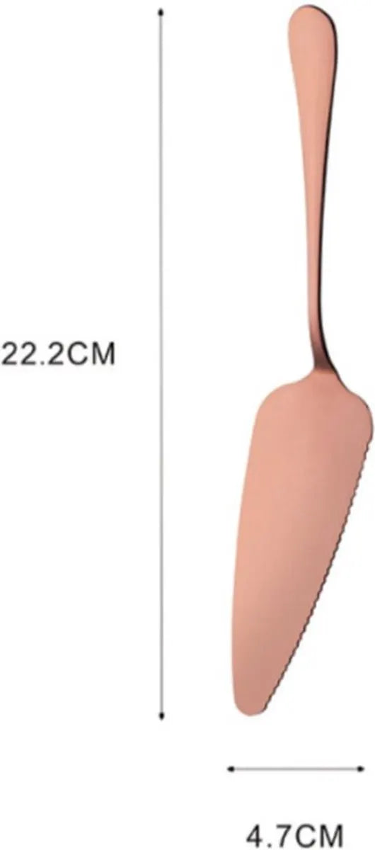 Stainless Steel Cake Server with Serrated Edge, Rose Gold Pizza Cake Cutter for Baking Dessert Pastry Serving, 22.2x4.7CM