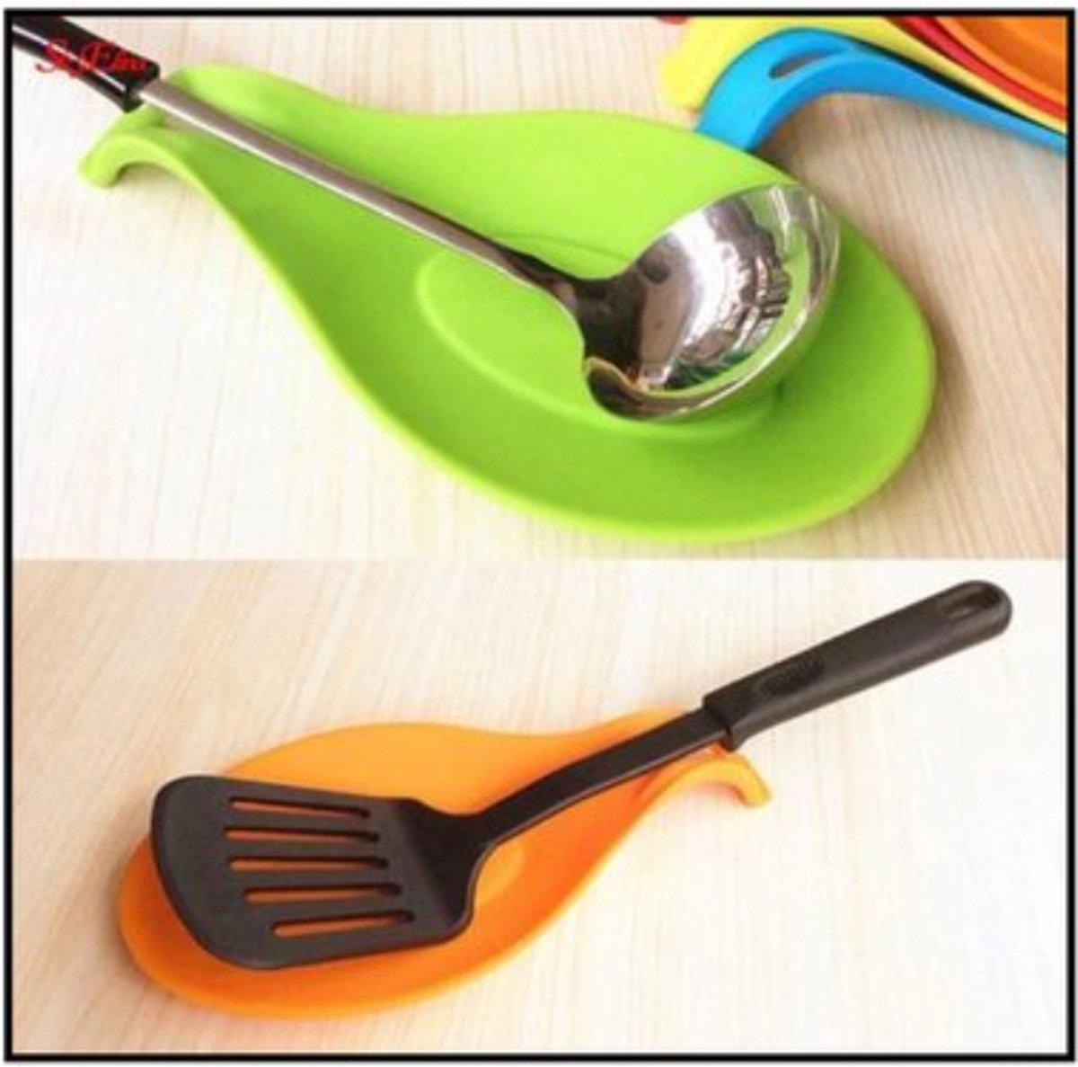 Spoon Mat | Kitchen Utensil Holder | Kitchen Tool | Kitchen Accessories | Heat Resistant | Silicone | Keep Your Countertop Clean | 20x10 CM | BLUE - Image 3