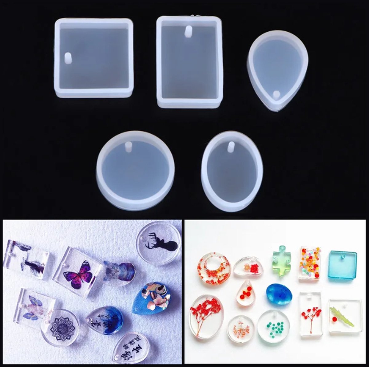 Epoxy molds for pendants - Silicone jewelry mold - Set of 5 - Image 4