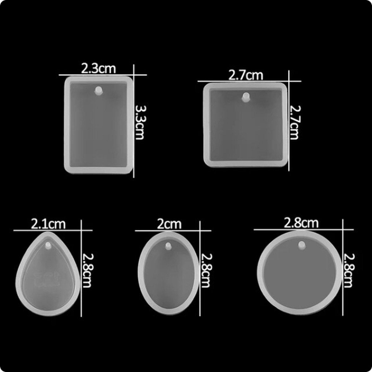 Epoxy molds for pendants - Silicone jewelry mold - Set of 5 - Image 5