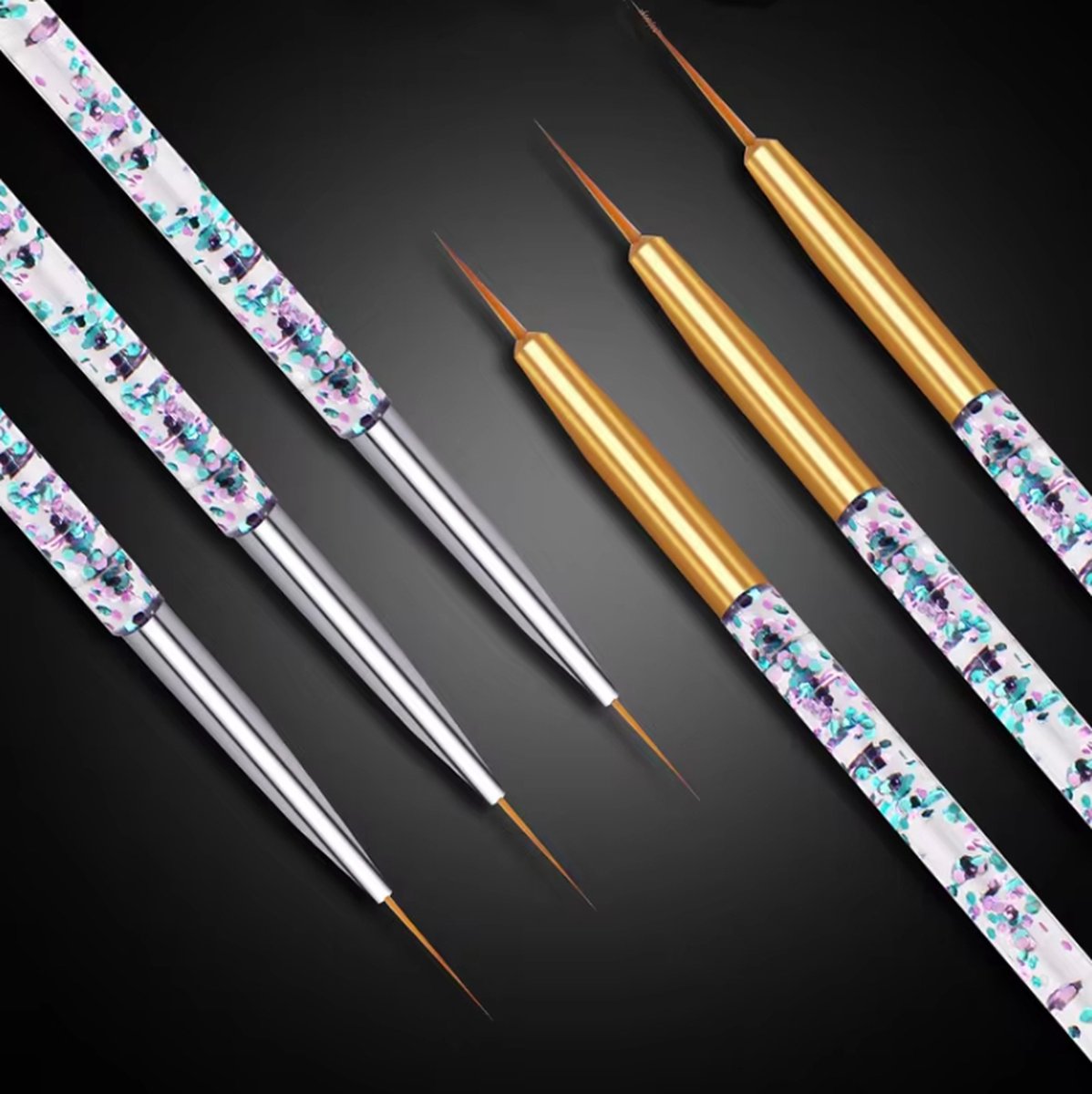 Nail Art Pens Set of 3 | Nail Brushes | silver - Image 3