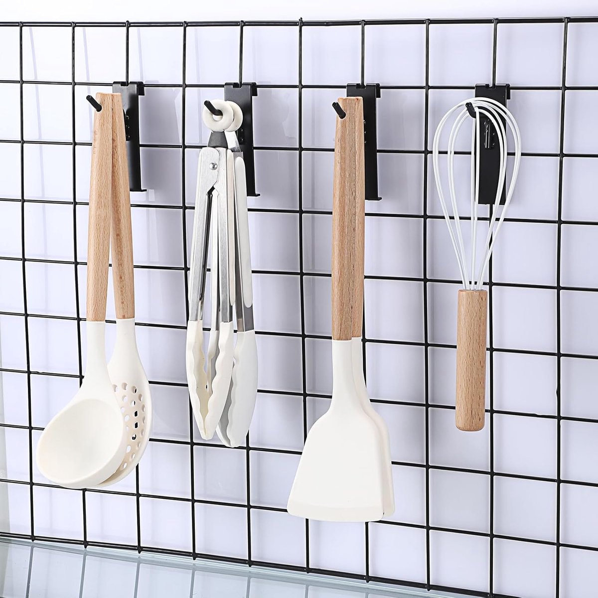 Gridwall Hooks 30 Pieces - 10/15/20cm - Iron - Black - Commercial Quality - Grid Wall Panels Accessory - Garage - Shop - Storage accessories - Image 2