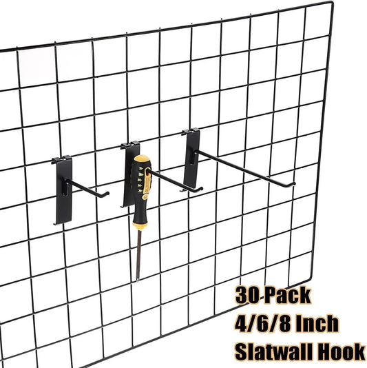 Gridwall Hooks 30 Pieces - 10/15/20cm - Iron - Black - Commercial Quality - Grid Wall Panels Accessory - Garage - Shop - Storage accessories - Image 3