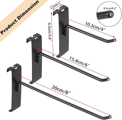 Gridwall Hooks 30 Pieces - 10/15/20cm - Iron - Black - Commercial Quality - Grid Wall Panels Accessory - Garage - Shop - Storage accessories - Image 7