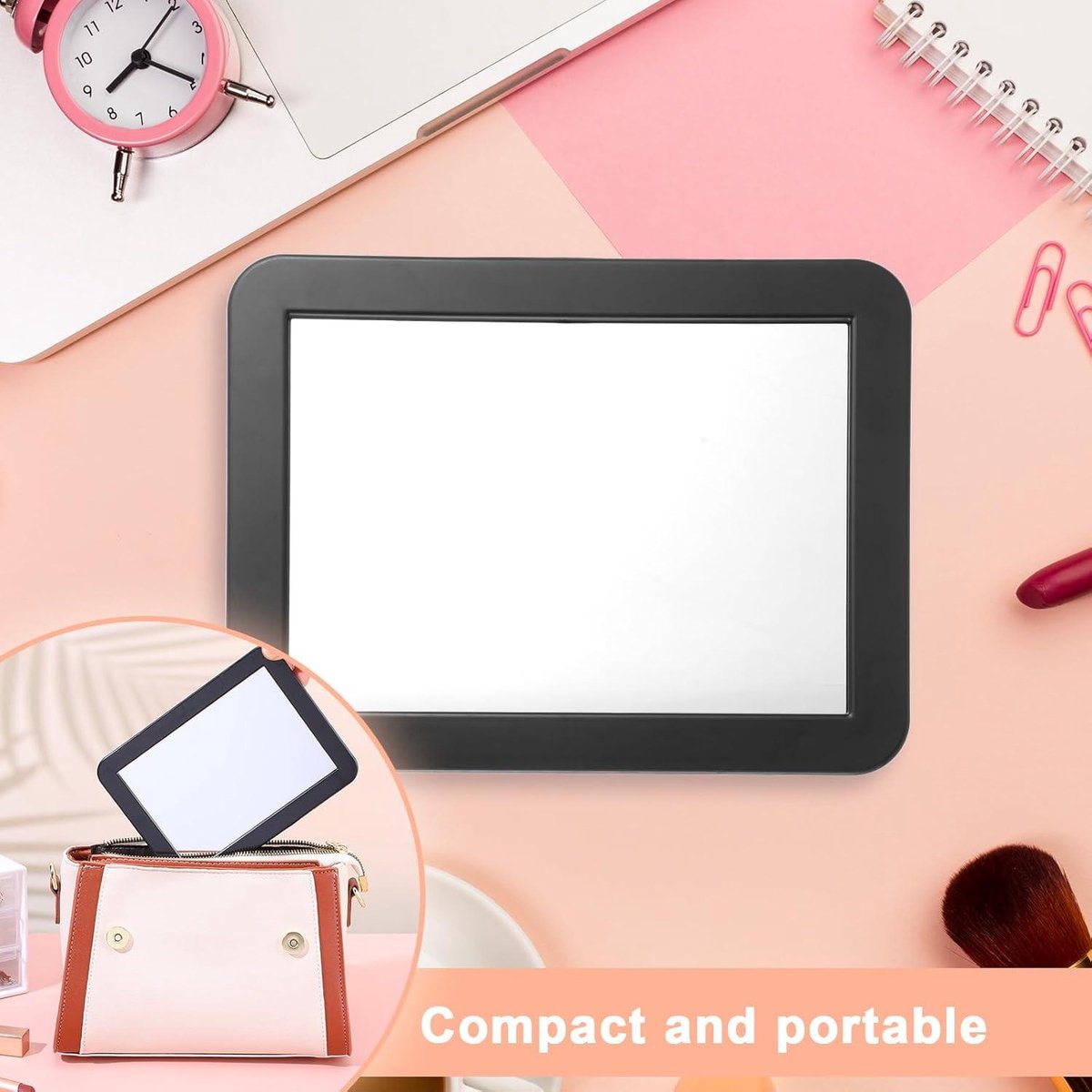 Magnetic Closing Mirrors 17.8 × 13.5 cm - Set of 2 - Makeup Mirror for School, Gym, and Office - Storage Accessories - Image 3