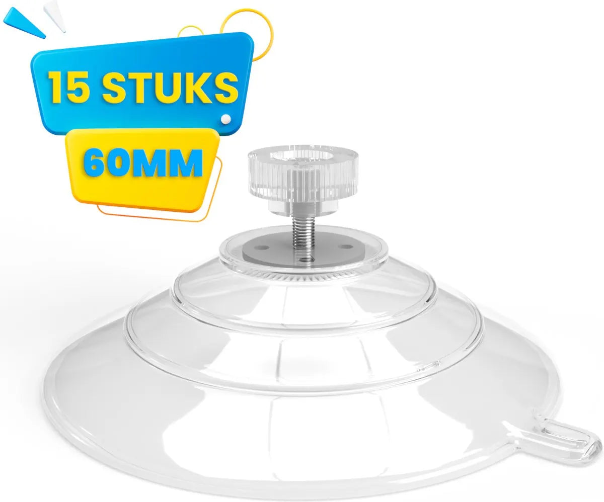 15 Pack Threaded Suction Cups with M4 Screw, Clear Suction Cup Mounts for Glass Window Hanging Hooks, 60MM