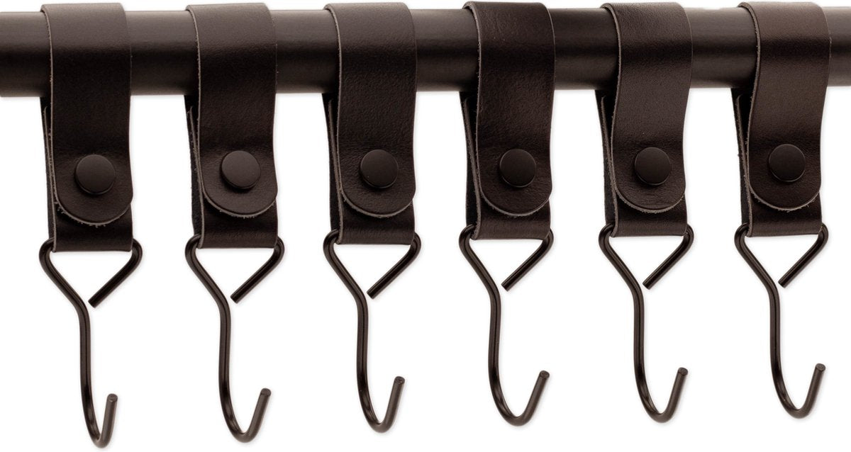 Brute Strength - Multifunctional Hook with Leather Loop - Cognac - 4 pieces - Coat Hook - Camping Hook - Leather - Hanging Hooks - Towel Hooks - Image 2