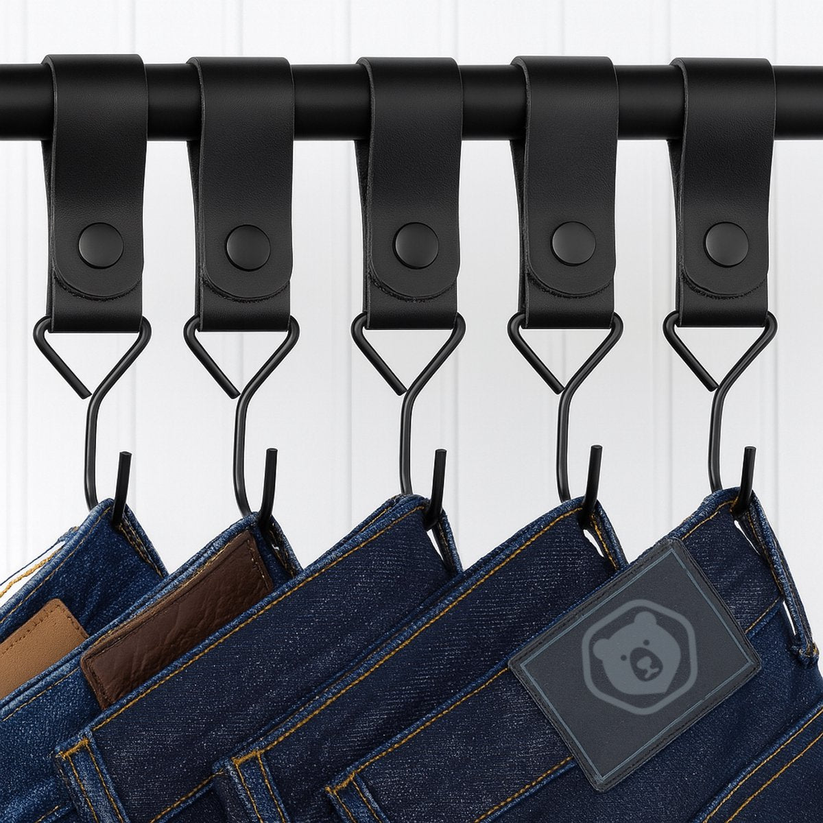 Brute Strength - Multifunctional Hook with Leather Loop - Cognac - 4 pieces - Coat Hook - Camping Hook - Leather - Hanging Hooks - Towel Hooks - Image 9