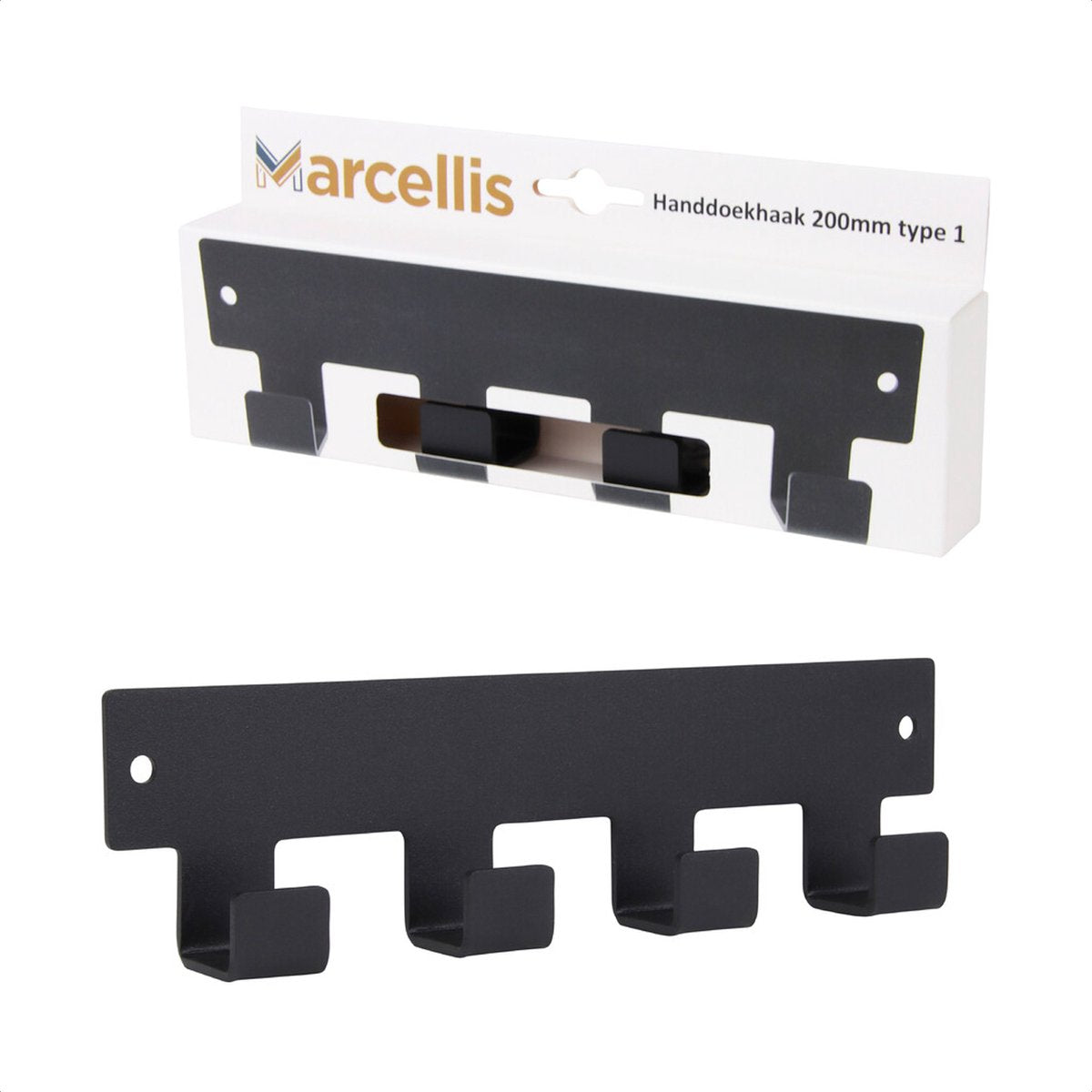 Marcellis - 1x Industrial towel hook - towel holder - hanging hook - 4 hooks - stainless steel