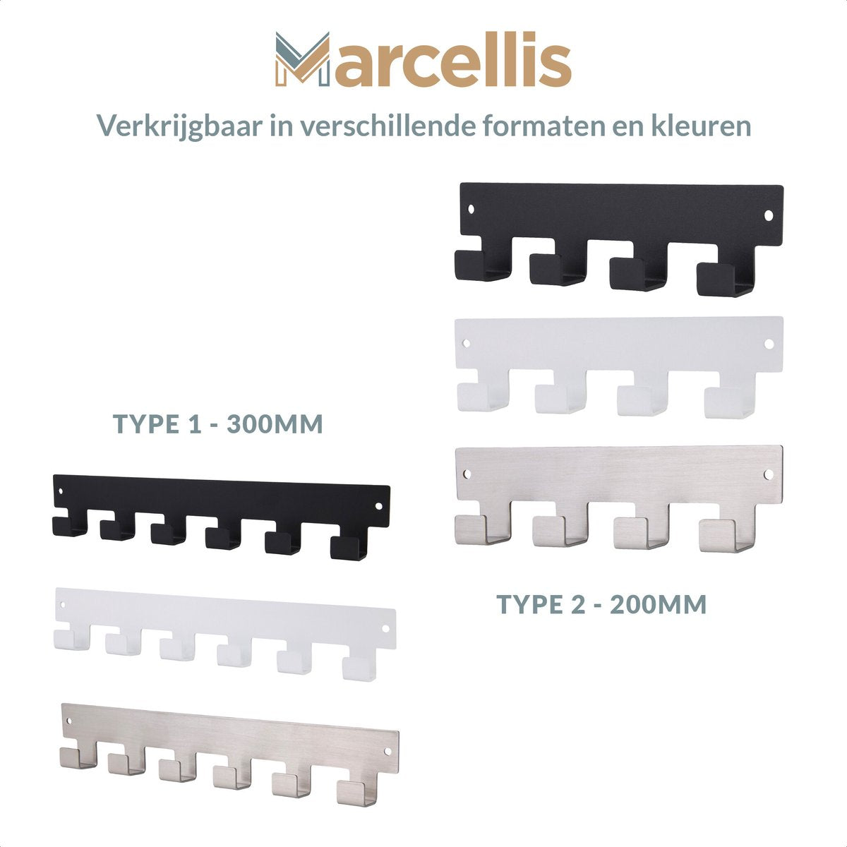 Marcellis - 1x Industrial towel hook - towel holder - hanging hook - 4 hooks - stainless steel - Image 4