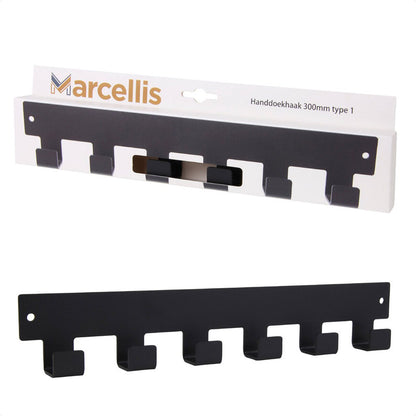 Marcellis - 1x Industrial towel hook - towel holder - hanging hook - 6 hooks - stainless steel