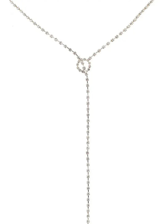 Sparkly Silver Diamante Drop Costume Necklace
