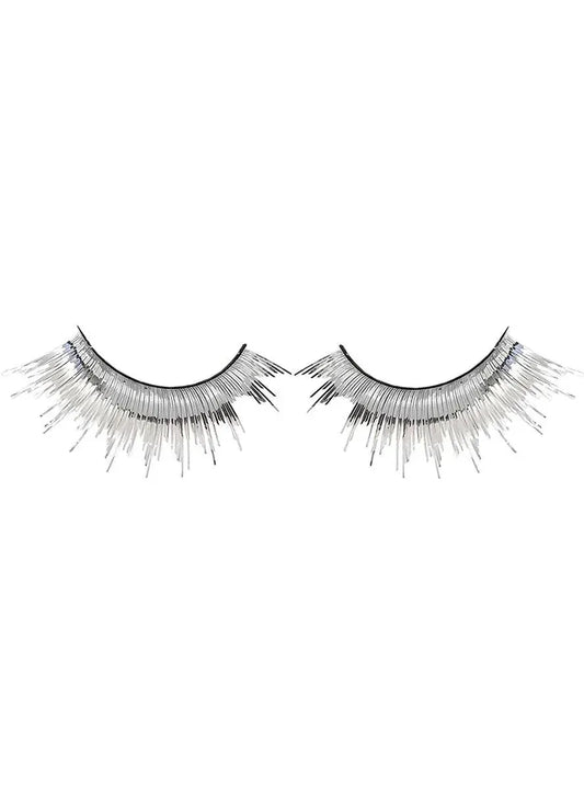 Long Metallic Silver Tinsel False Eyelashes