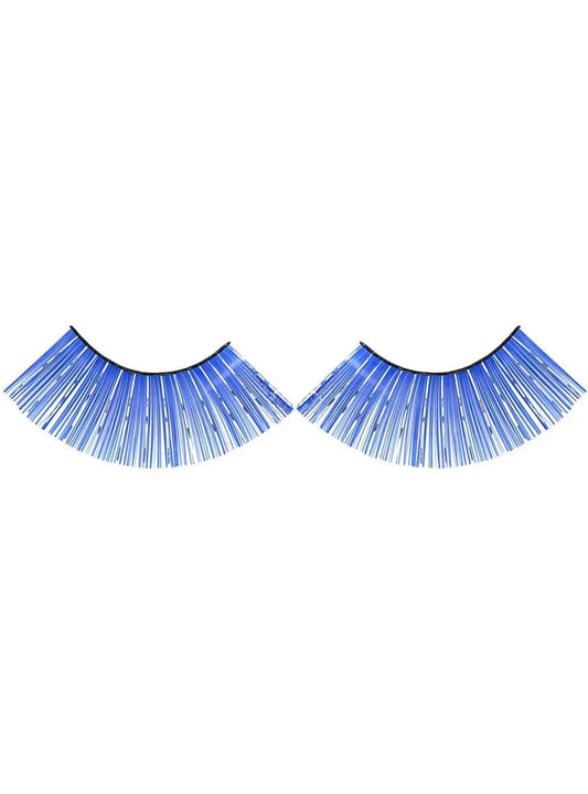Long Blue False Eyelashes with Silver Tinsel