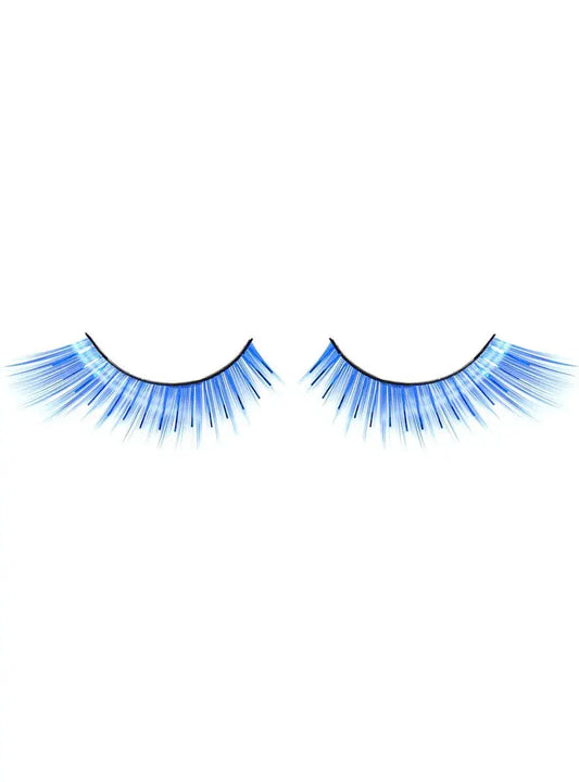 Winged Blue False Eyelashes with Tinsel Highlights