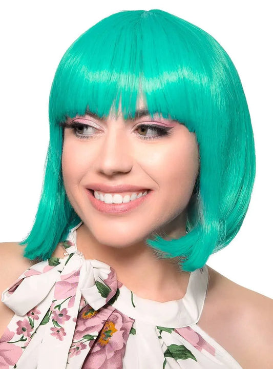Short Teal Green Heat Resistant Bob Fashion Wig with Fringe