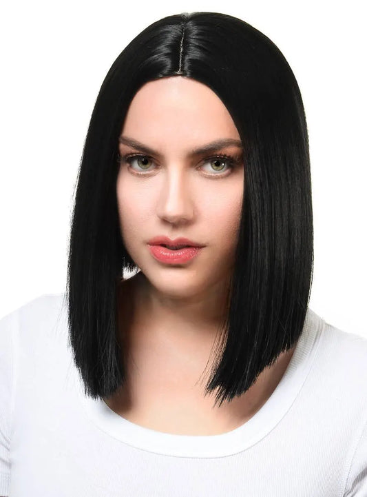 Sleek Black Womens Deluxe Heat Resistant Bob Costume Wig