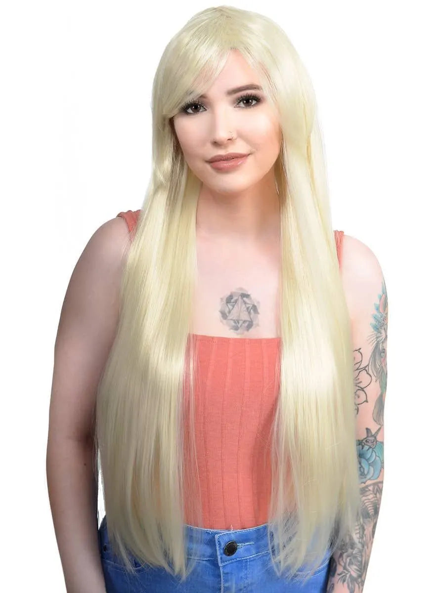 Lilly Light Blonde Womens Long Straight Costume Wig
