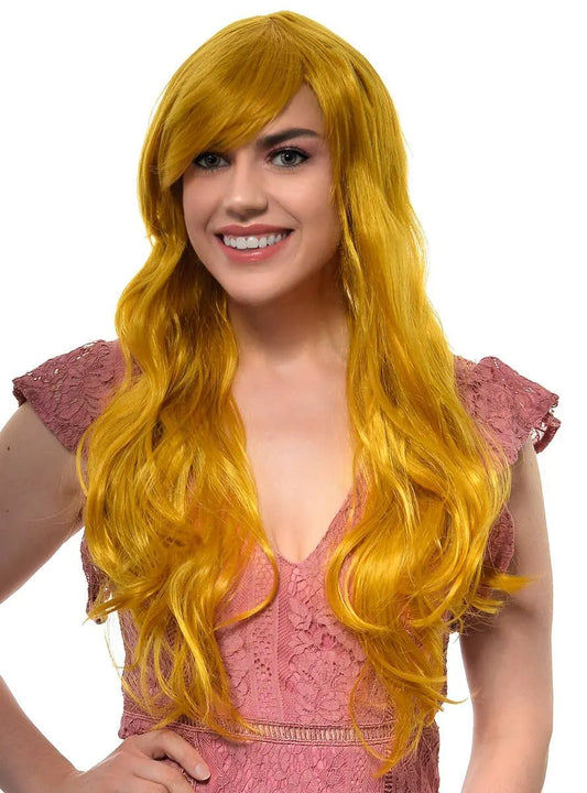 Ryleigh Long Wavy Golden Ginger Womens Costume Wig
