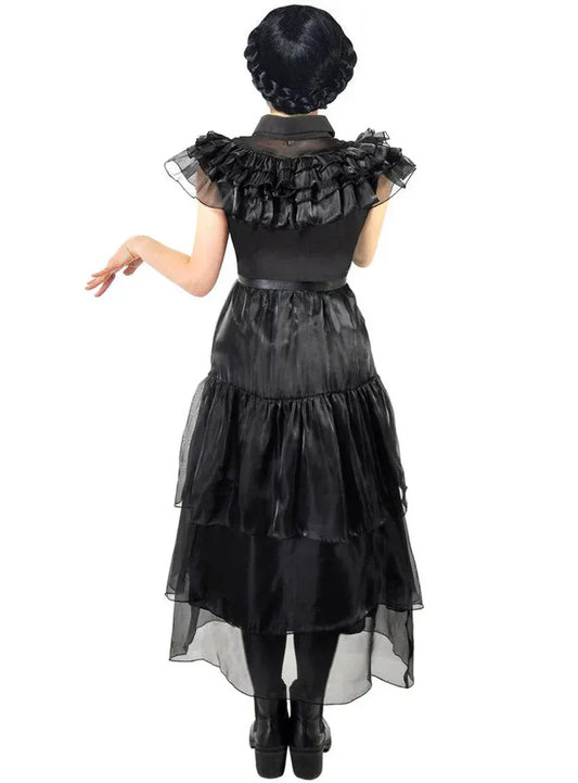 Deluxe Teen Girls Wednesday Black Party Dress Costume - Image 2