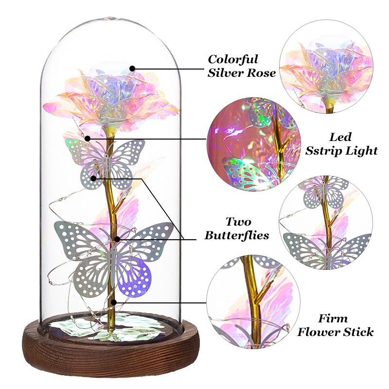 Blue & Silver Butterfly Lantern - Enchanted LED Decorative Light - Image 2