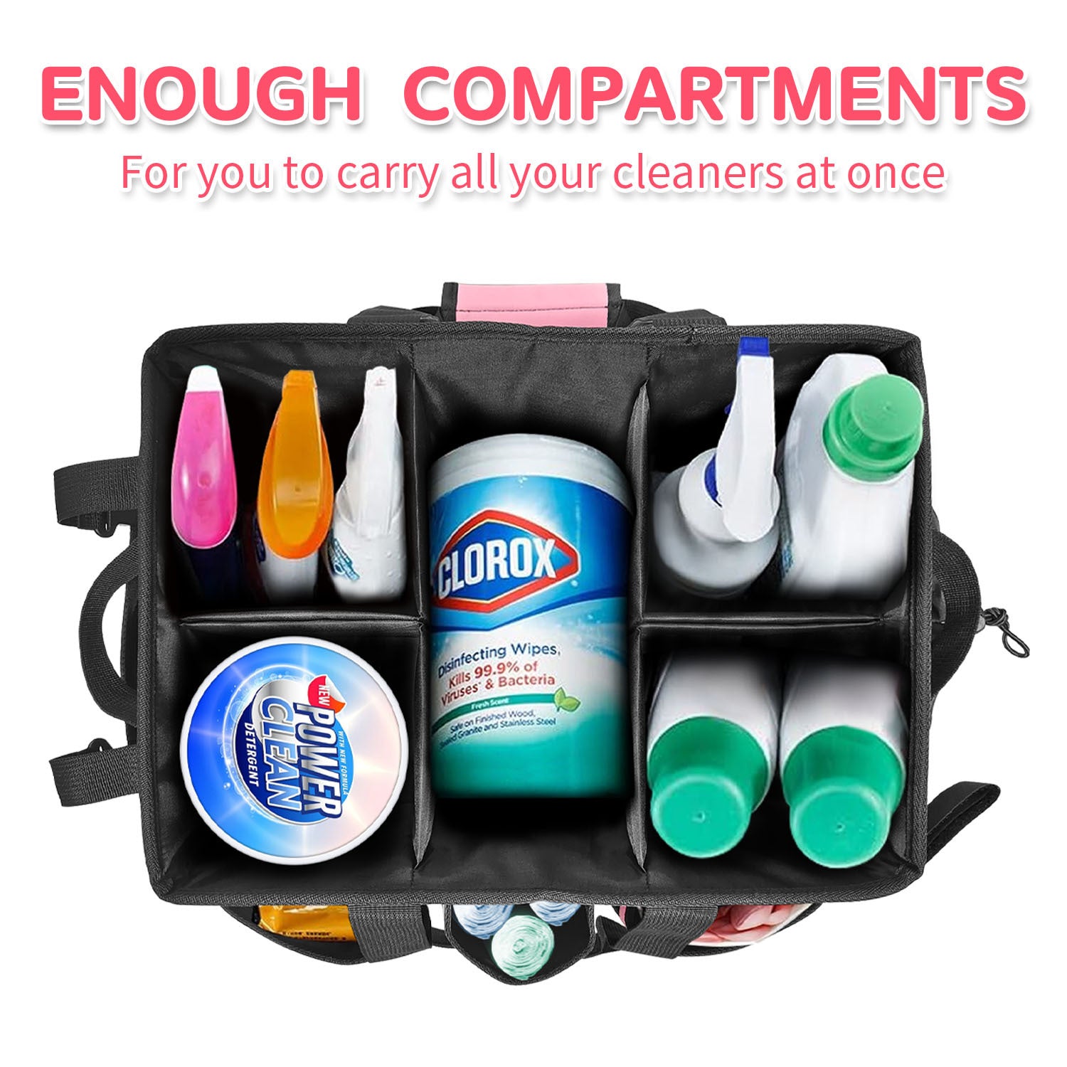 Gray Cleaning Kit - Multi-Purpose Cleaning Supplies Organizer Bag - Image 3