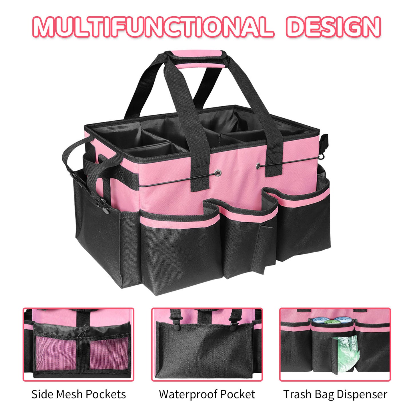 Gray Cleaning Kit - Multi-Purpose Cleaning Supplies Organizer Bag - Image 5