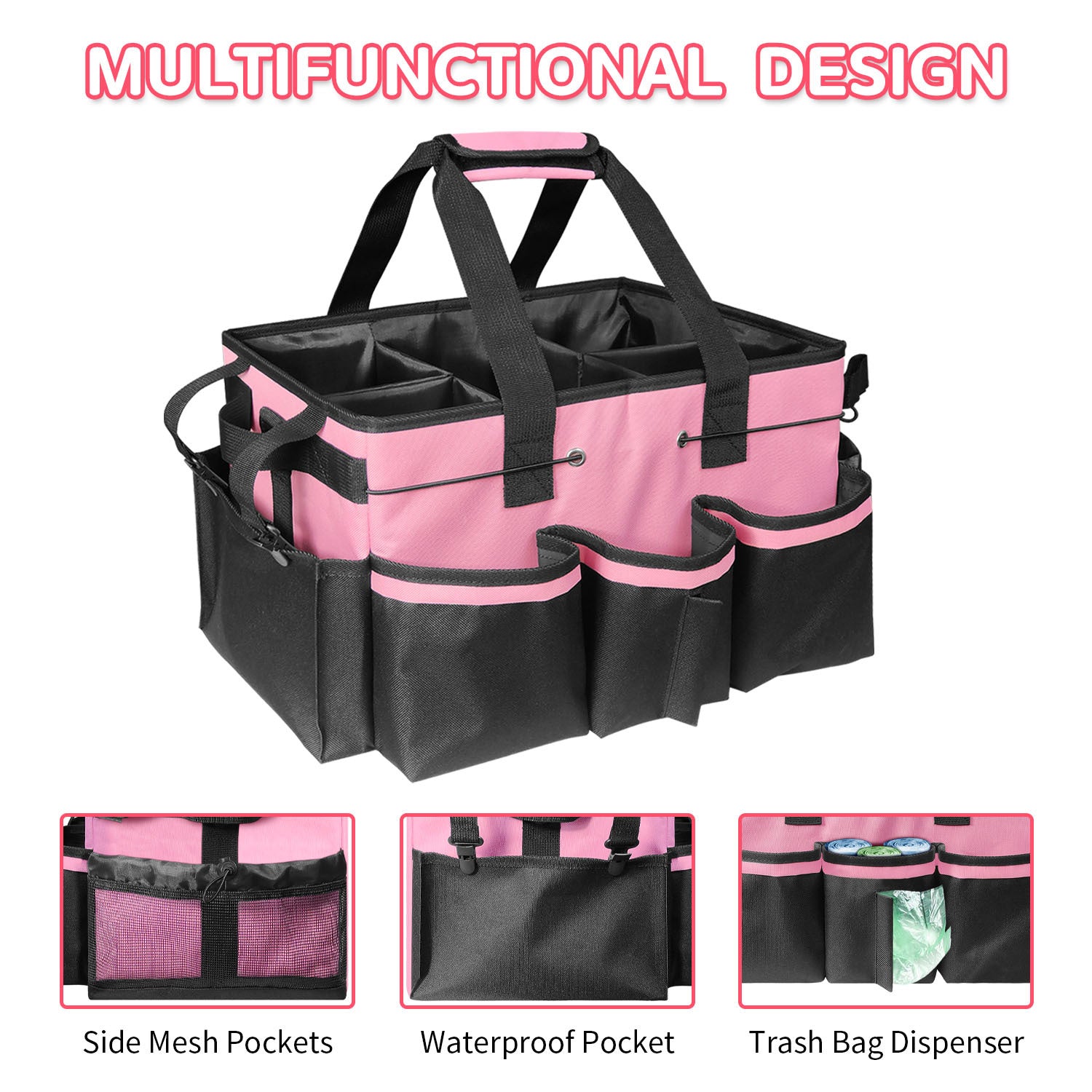 Gray Cleaning Kit - Multi-Purpose Cleaning Supplies Organizer Bag - Image 5