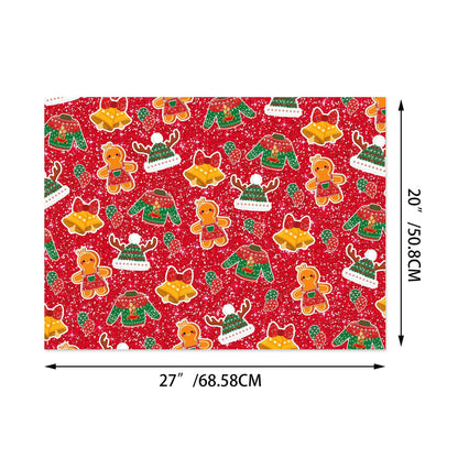 Gift Wrapping Paper Style WZ025 - Red & Green Reindeer & Gingerbread Man Design (12-Sheet Set) - Image 5