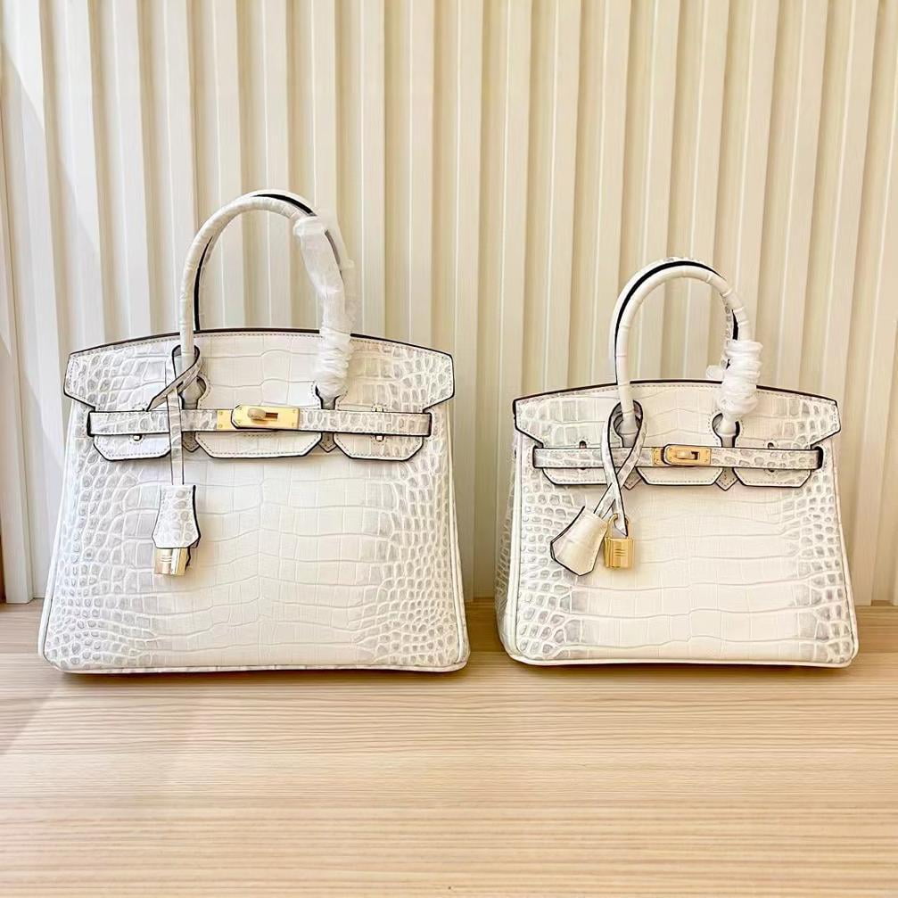 2025- Euro-american Elegant Crocodile Leather Handbag Bag - Birkin 30,white ,palladium Hardware - Image 2