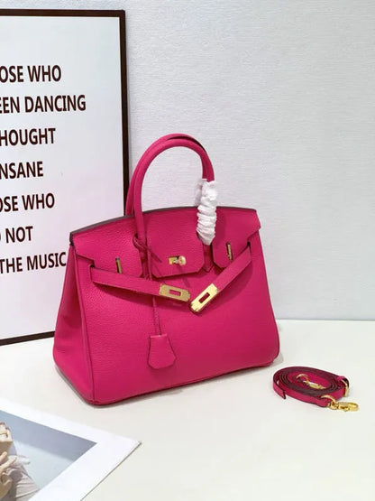 2025- Euro-american Elegant Crocodile Leather Handbag Bag - Birkin 35,deep Pink,palladium Hardware