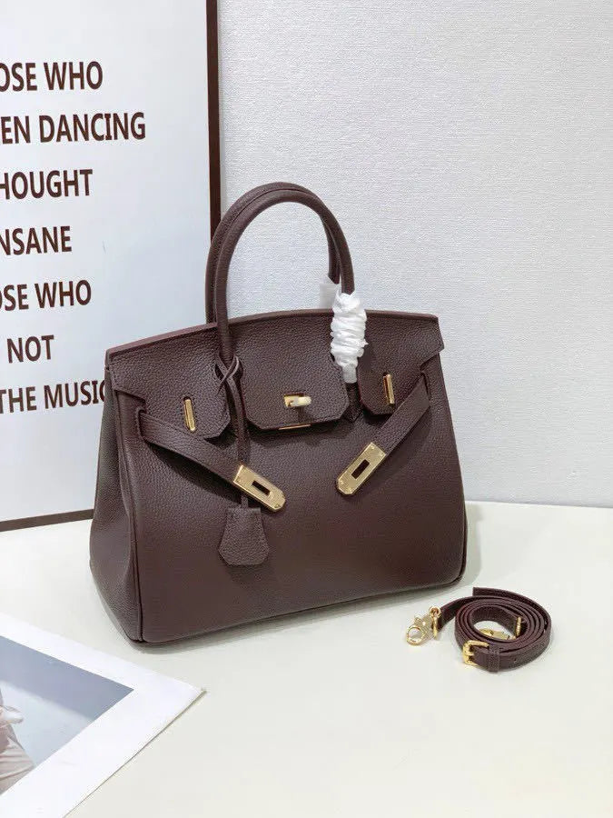 2025-Euro-american Elegant Crocodile Leather Handbag Bag-Birkin 30, ebony,palladium Hardware