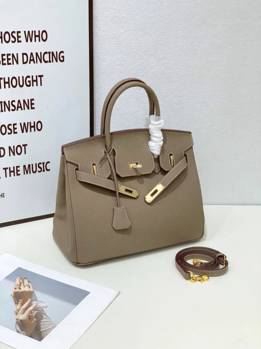 2025- Euro-american Elegant Crocodile Leather  Handbag Bag - Birkin 35,elephant gray,palladium Hardware