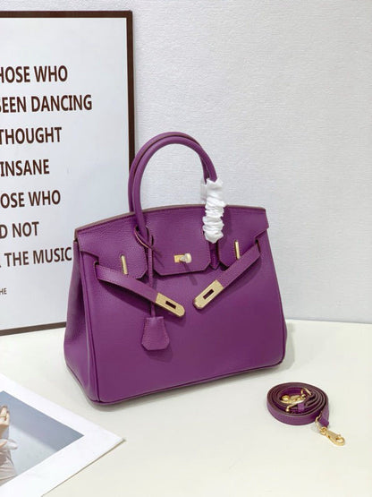 2025- Euro-american Elegant Crocodile Leather  Handbag Bag - Birkin 25,violet ,palladium Hardware