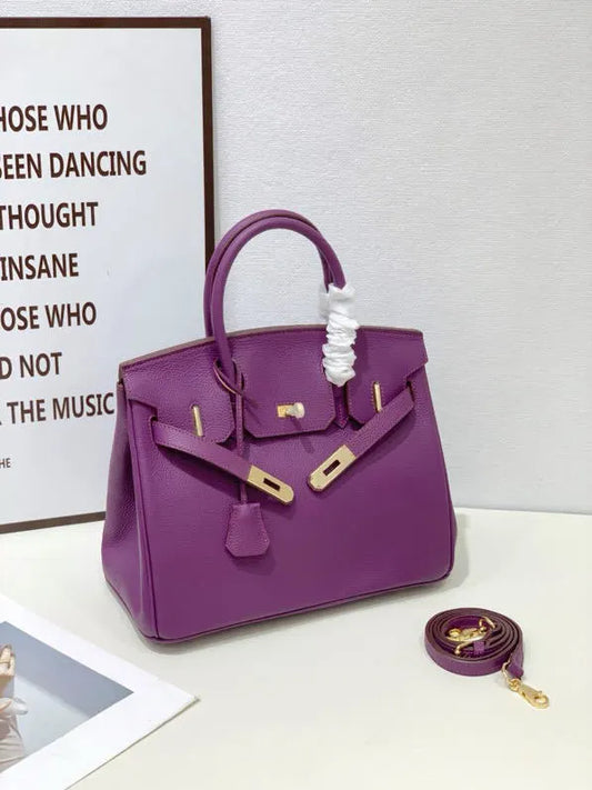 2025- Euro-american Elegant Crocodile Leather  Handbag Bag - Birkin 25,violet ,palladium Hardware