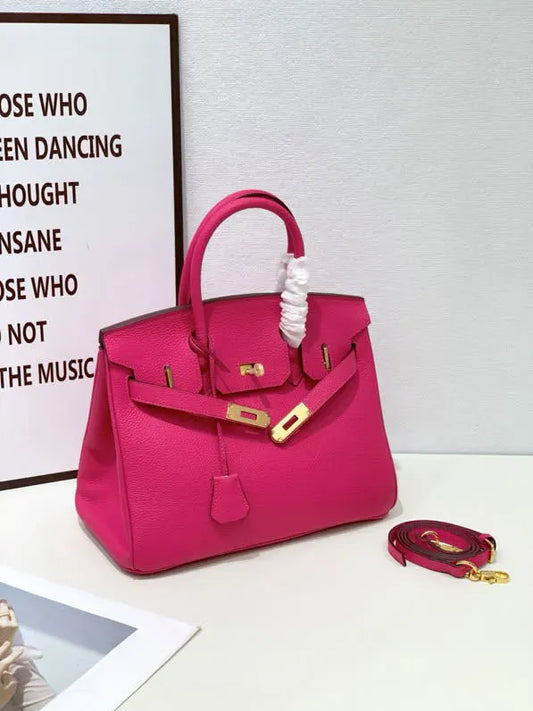 2025- Euro-american Elegant Crocodile Leather  Handbag Bag - Birkin 25,rose red ,palladium Hardware