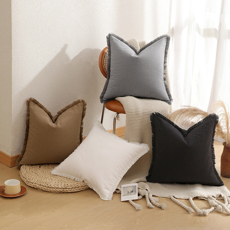 1 pc New Light Luxury modern Bohemian style pillowcase, fringed pillow cushion cover (brown) - Image 2