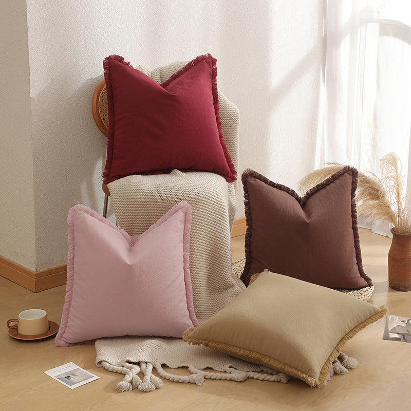 1 pc New Light Luxury modern Bohemian style pillowcase, fringed pillow cushion cover (brown) - Image 3