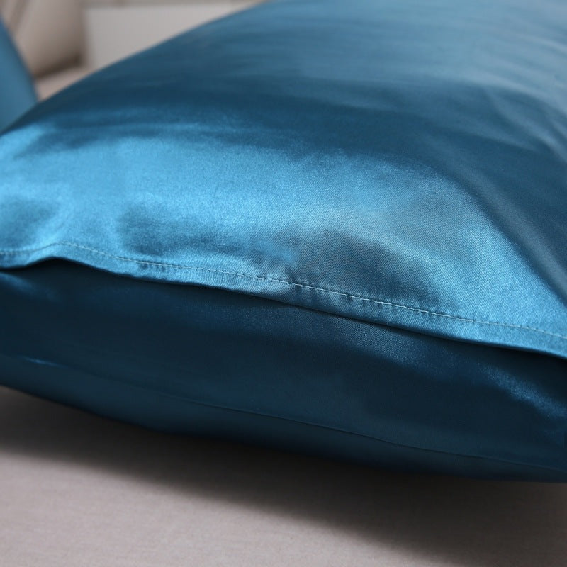 A pair of solid-color silk-like pillowcase pillowcase and envelope pillow (coffee color) - Image 3