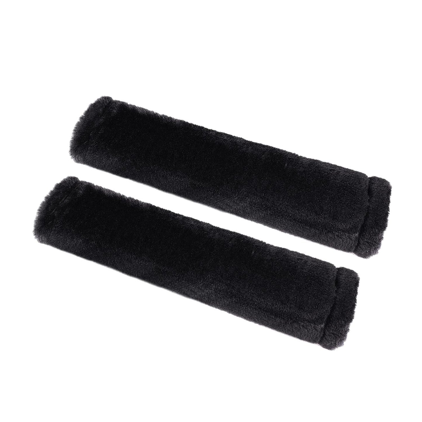 2 pcs soft artificial fur universal fit seat belt covers, car and aircraft seat belt shoulder pads, camera backpack shoulder pads (black) - Image 2