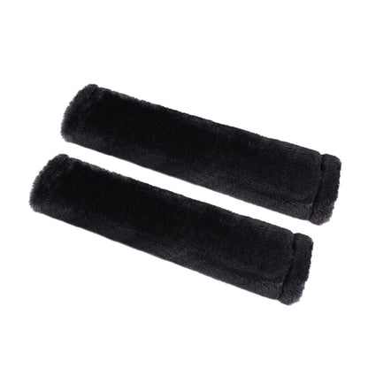 2 pcs soft artificial fur universal fit seat belt covers, car and aircraft seat belt shoulder pads, camera backpack shoulder pads (black) - Image 2
