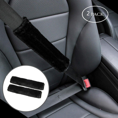 2 pcs soft artificial fur universal fit seat belt covers, car and aircraft seat belt shoulder pads, camera backpack shoulder pads (black) - Image 3