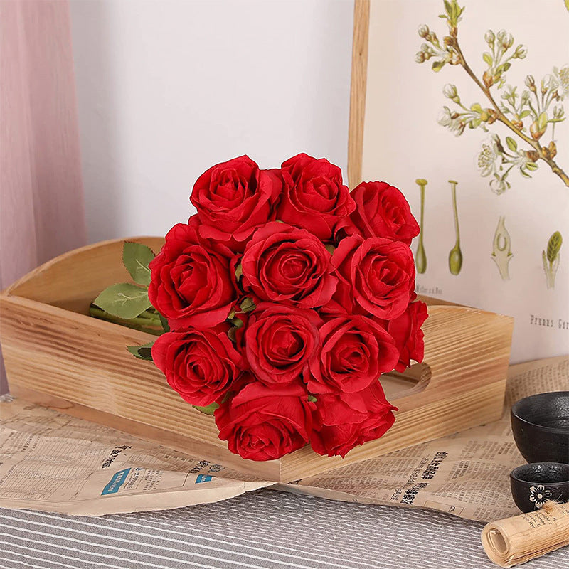 15 pieces of rose artificial flower home wedding Valentine's Day gift rose (red) - Image 3