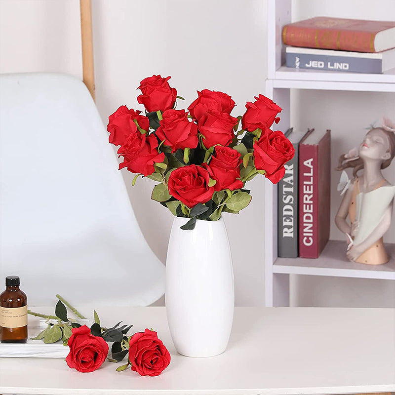 15 pieces of rose artificial flower home wedding Valentine's Day gift rose (red) - Image 4