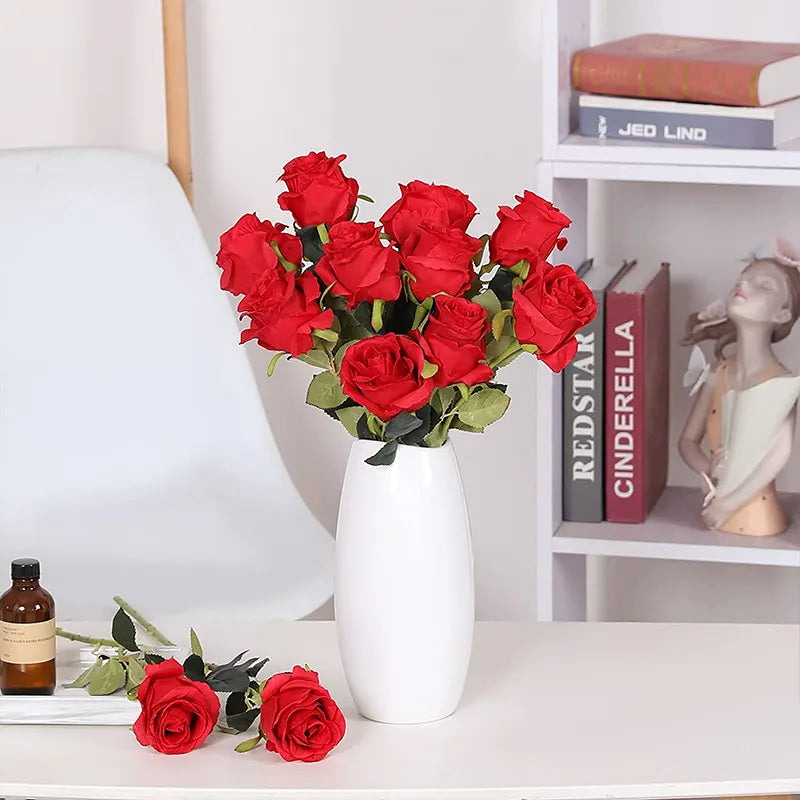 15 pieces of rose artificial flower home wedding Valentine's Day gift rose (red) - Image 4